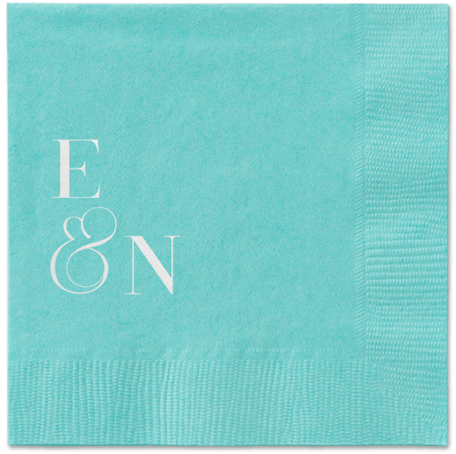 Arched Rehearsal Napkin, White, Aqua, white