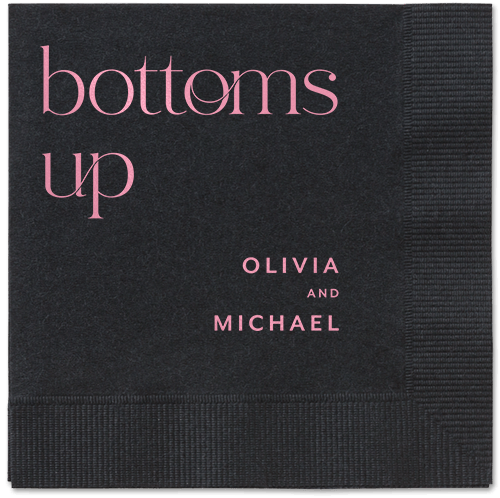 Modern Dining Napkin, Pink, Black, blush