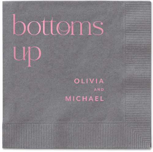 Modern Dining Napkin, Pink, Pewter, blush