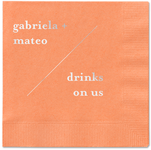 Modern Stylings Napkin, Grey, Coral, silver