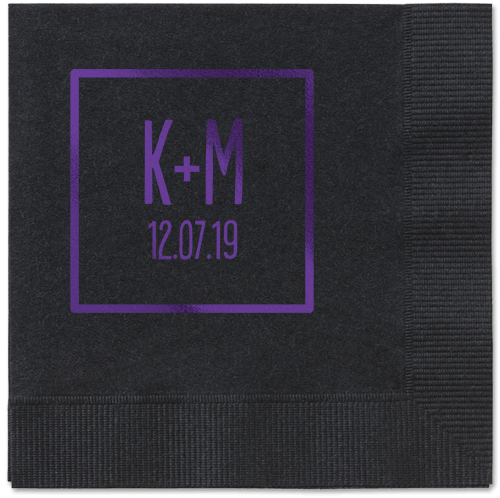 Boxed Bliss Napkins, Purple, Black, Purple
