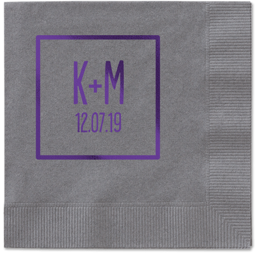 Boxed Bliss Napkins, Purple, Pewter, Purple