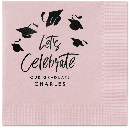 Cap Confetti Napkin, Black, Blush