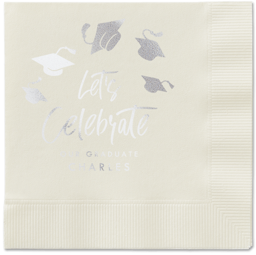 Cap Confetti Napkin, Grey, Ecru, silver