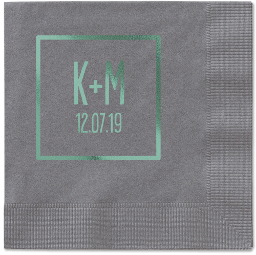 Boxed Bliss Napkins, Green, Pewter
