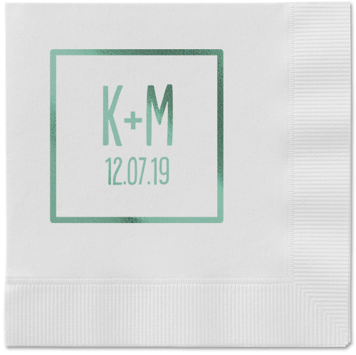Boxed Bliss Napkins, Green, White