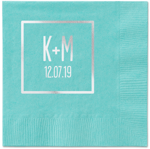 Boxed Bliss Napkins, Grey, Aqua, Silver