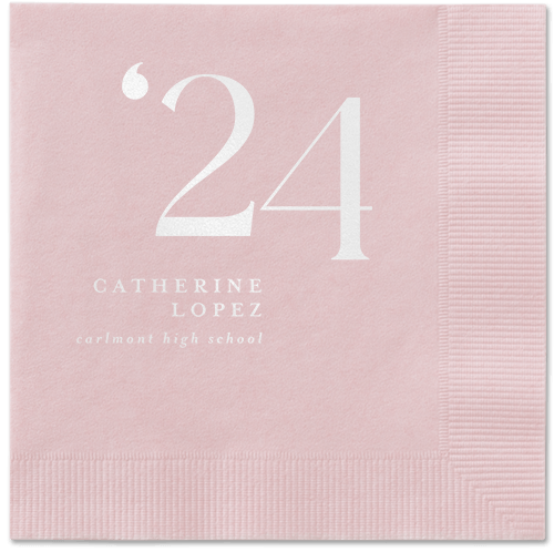 Slanted Style Napkin, White, Blush