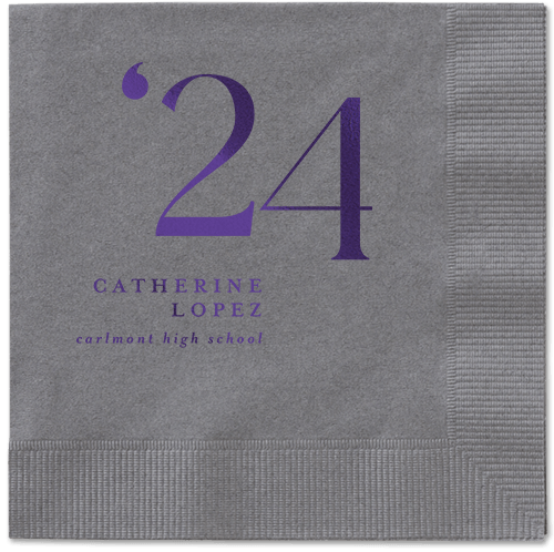 Slanted Style Napkin, Purple, Pewter