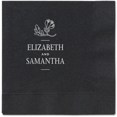 Newlywed Nouveau Napkin, White, Black, white