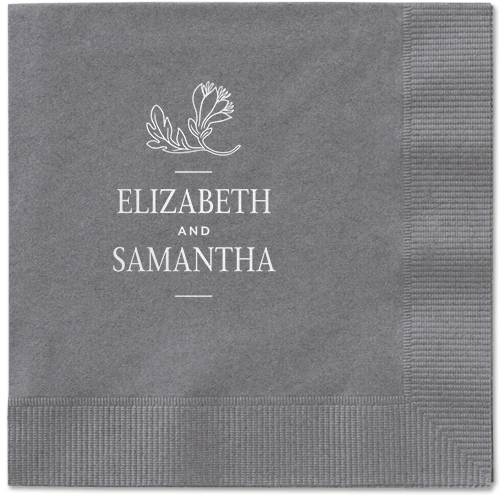 Newlywed Nouveau Napkin, White, Pewter, white