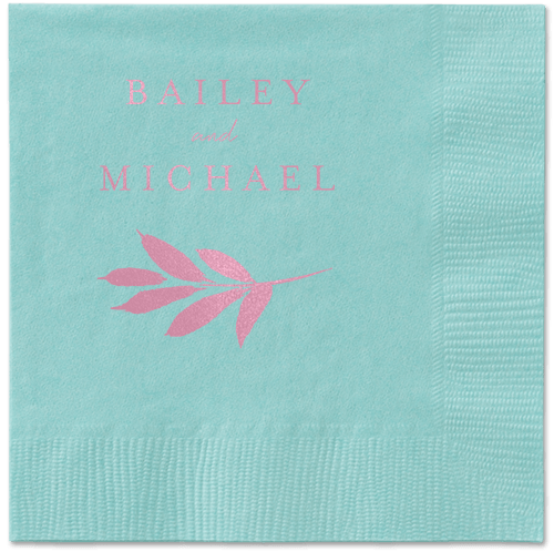 Pressed Leaves Napkin, Pink, Aqua