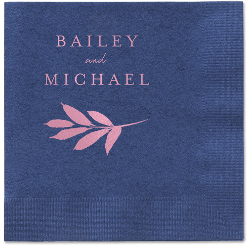Pressed Leaves Napkin, Pink, Navy, blush
