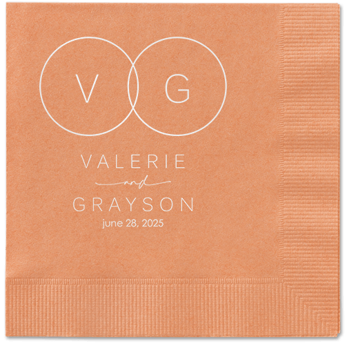 Refined Rings Napkin, White, Coral, white