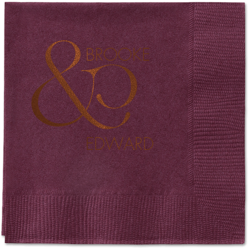 Ampersand Accent Napkin, Brown, Berry