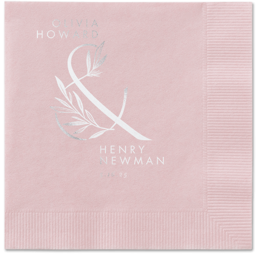 Splendid Spruce Napkin, Grey, Blush, silver