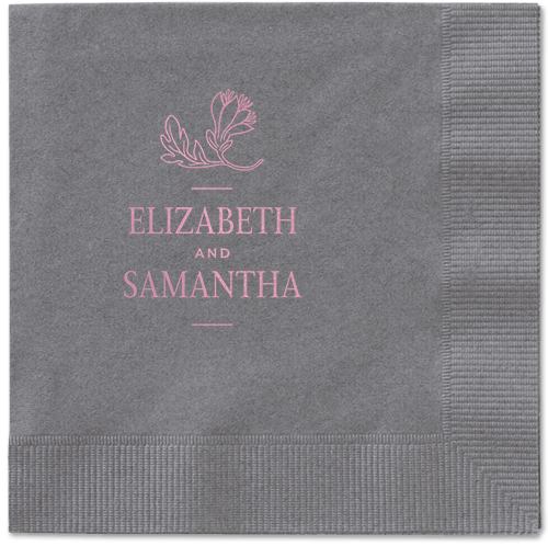 Newlywed Nouveau Napkin, Pink, Pewter