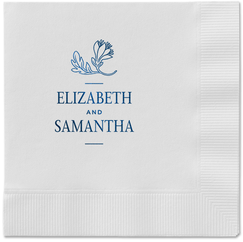Newlywed Nouveau Napkin, Blue, White, midnight