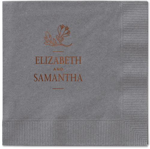 Newlywed Nouveau Napkin, Brown, Pewter