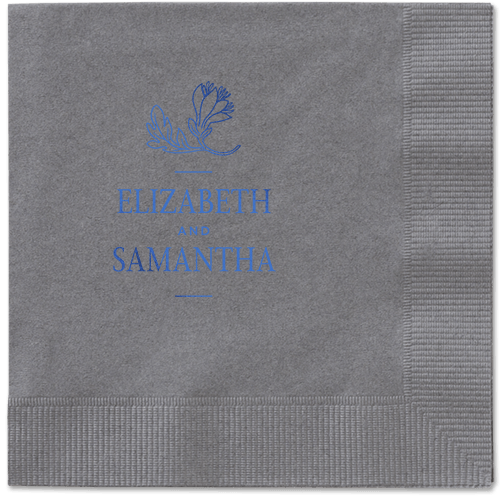 Newlywed Nouveau Napkin, Blue, Pewter, royal