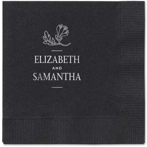 Newlywed Nouveau Napkin, Grey, Black, silver