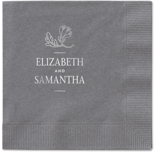 Newlywed Nouveau Napkin, Grey, Pewter