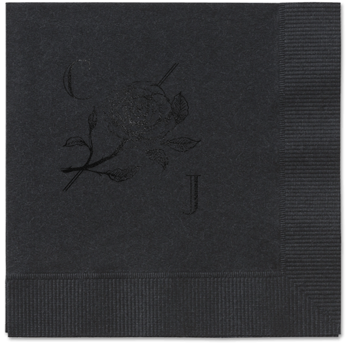Romantic Rose Napkin, Black, Black