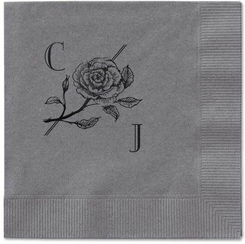 Romantic Rose Napkin, Black, Pewter, black