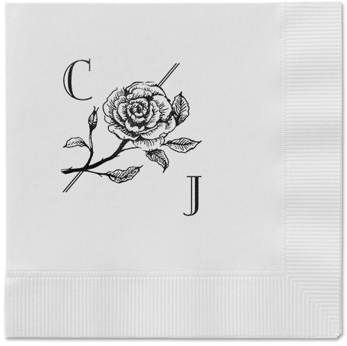 Romantic Rose Napkin, Black, White
