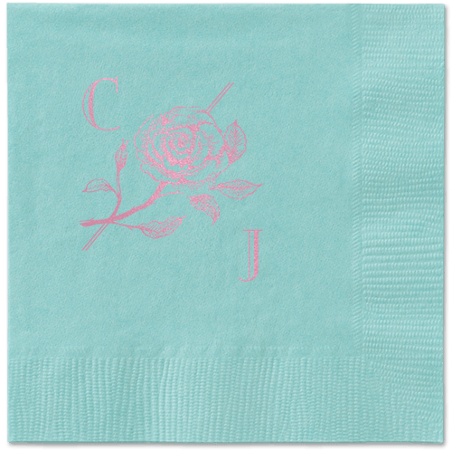 Romantic Rose Napkin, Pink, Aqua