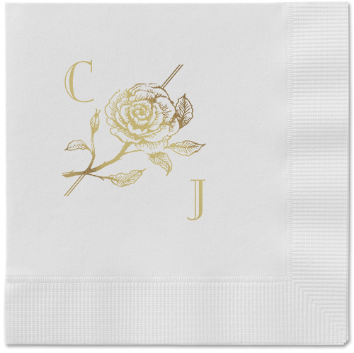 Romantic Rose Napkin, Yellow, White
