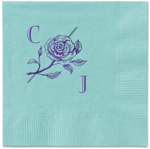 Romantic Rose Napkin, Purple, Aqua, purple