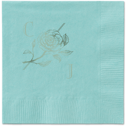 Romantic Rose Napkin, Green, Aqua, sage