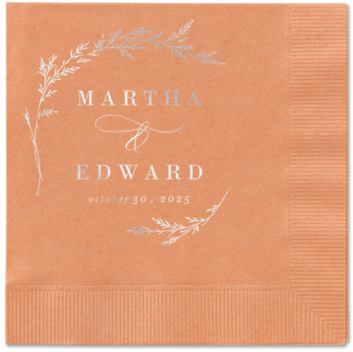 Spectacular Spruce Napkin, Grey, Coral, silver