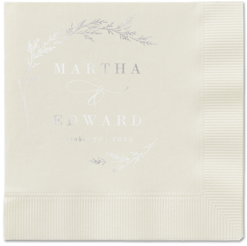 Spectacular Spruce Napkin, Grey, Ecru, silver