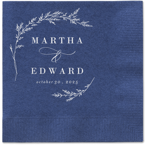 Spectacular Spruce Napkin, White, Navy