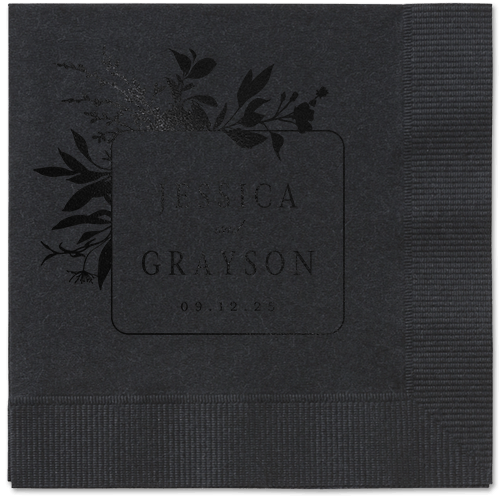 Floral Filigree Napkin, Black, Black, black