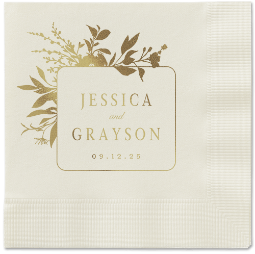 Floral Filigree Napkin, Yellow, Ecru, gold