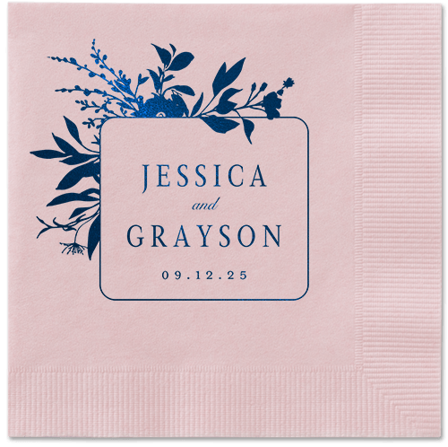 Floral Filigree Napkin, Blue, Blush, midnight