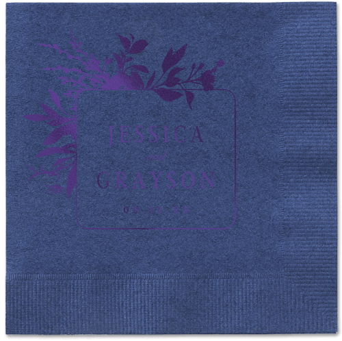 Floral Filigree Napkin, Purple, Navy