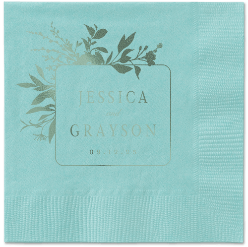 Floral Filigree Napkin, Green, Aqua, sage