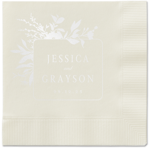 Floral Filigree Napkin, White, Ecru