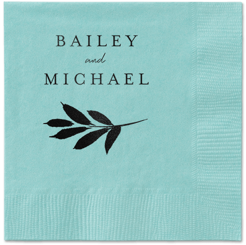 Pressed Leaves Napkin, Black, Aqua, black