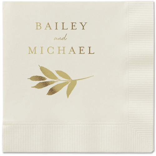 Pressed Leaves Napkin, Yellow, Ecru, gold