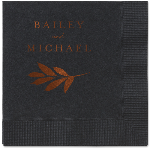 Pressed Leaves Napkin, Brown, Black, mocha