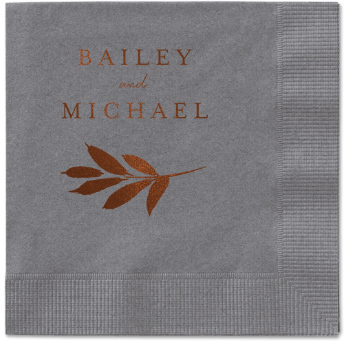 Pressed Leaves Napkin, Brown, Pewter, mocha