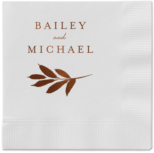 Pressed Leaves Napkin, Brown, White