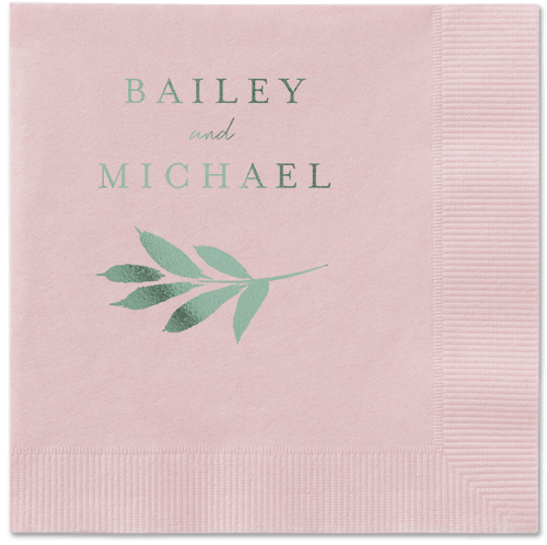Pressed Leaves Napkin, Green, Blush