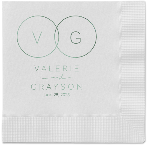 Refined Rings Napkin, Green, White
