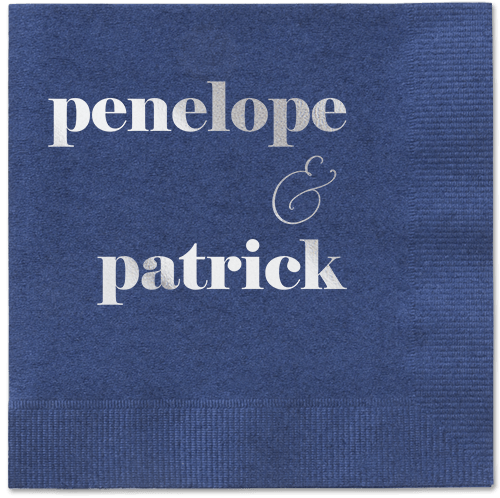 Winsome Wanderlust Napkin, Grey, Navy, silver